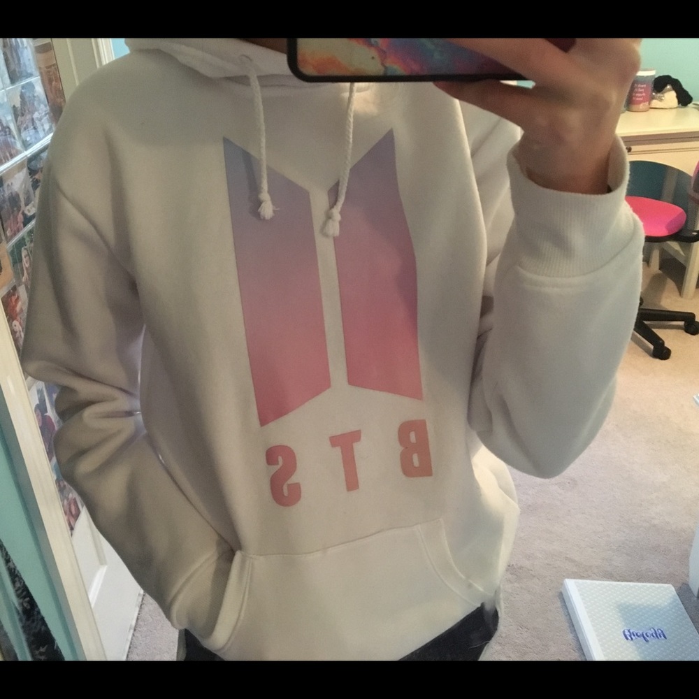 white bts love yourself hoodie